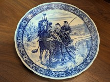 Delfts Boch Royal Sphinx Large Wall Plate Charger Blue White 15 3/4"  Holland