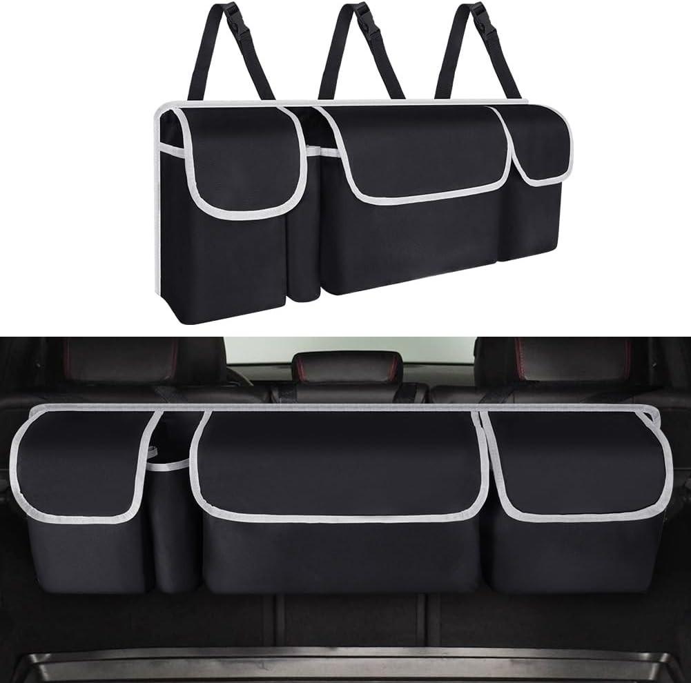 Rangement de coffre de voiture en tissu Oxford renforcé avec poches