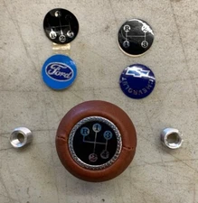 Vintage Cal Custo 4-Speed Spice Leather Shift Knob W/ Custom Stickers & Adaptors