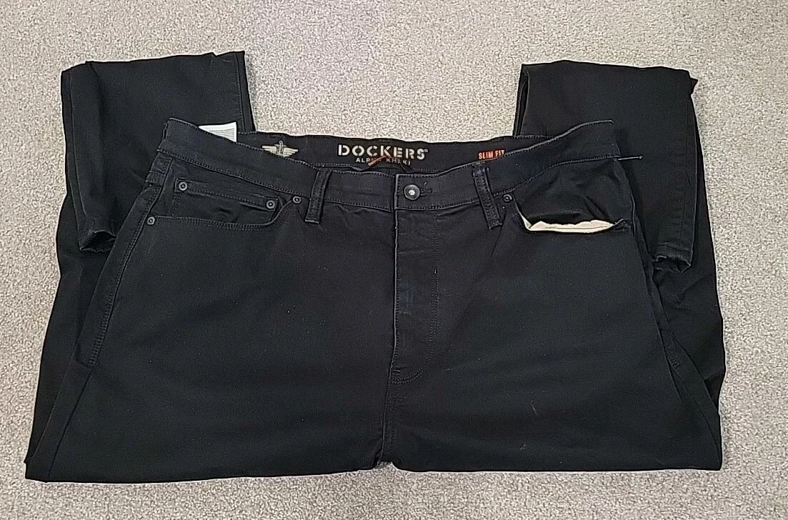 Pantalon Dockers Alpha Khaki Supreme Flex slim fit homme taille 38X32 NOIR CHINO