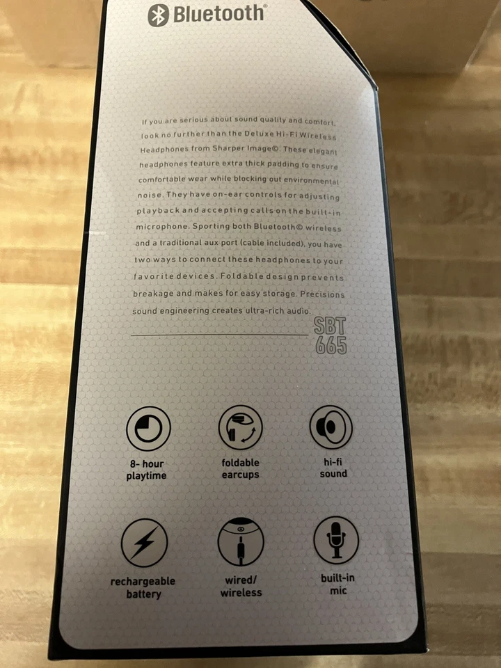 NEW Sharper Image SBT665 Deluxe Hi-Fi Wireless Bluetooth Headphones Open Box - Image 3 of 4