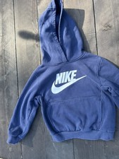 Nike Boys Small Hoodie Navy Blue White Spelled Out  Swoosh 4-5 Years