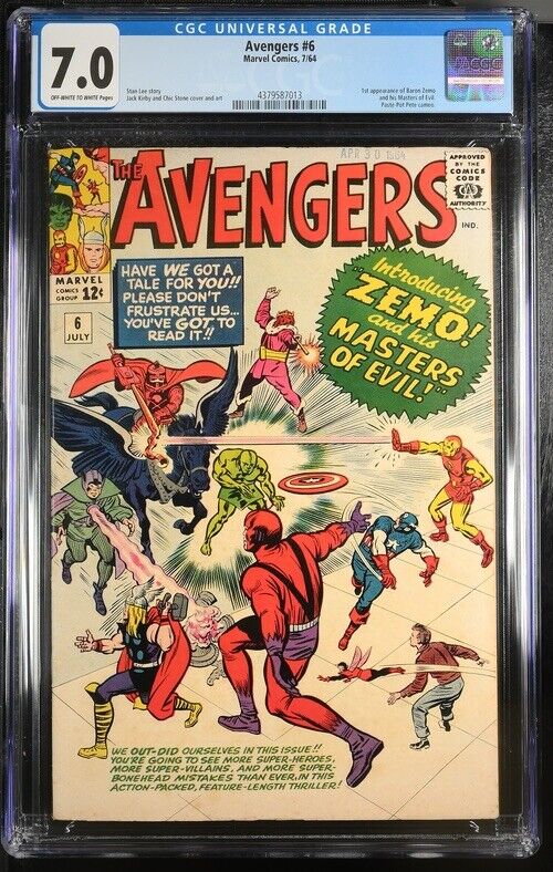 Avengers #6 Marvel Comics, 7/64 - CGC 7.0