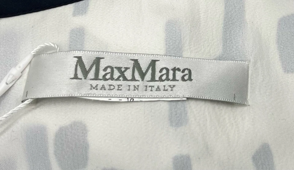 Vestido recto Max Mara ALTERED blanco/azul marino estampado manga 3/4 talla L Foto 4 de 4