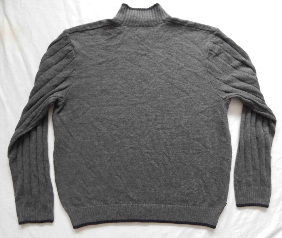 Suéter de cuello alto gris carbón oscuro tejido con cable media cremallera - 2XL acrílico XXL para hombre Foto 3 de 4