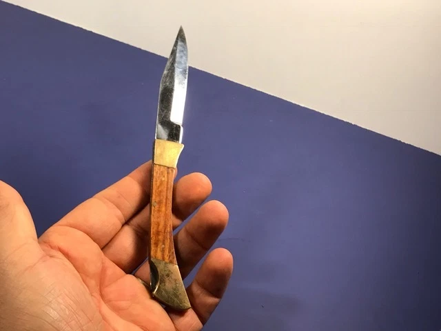 Vintage Pocket Knife Folding Blade Lock Sportsman Stainless Steel Case Box Wood - Image 4 of 4