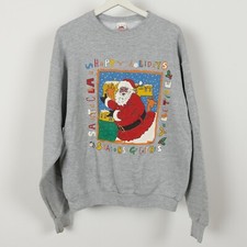 Vintage 90s Christmas Holiday Santa Sweatshirt Size XL Made in USA Fruit of Loom