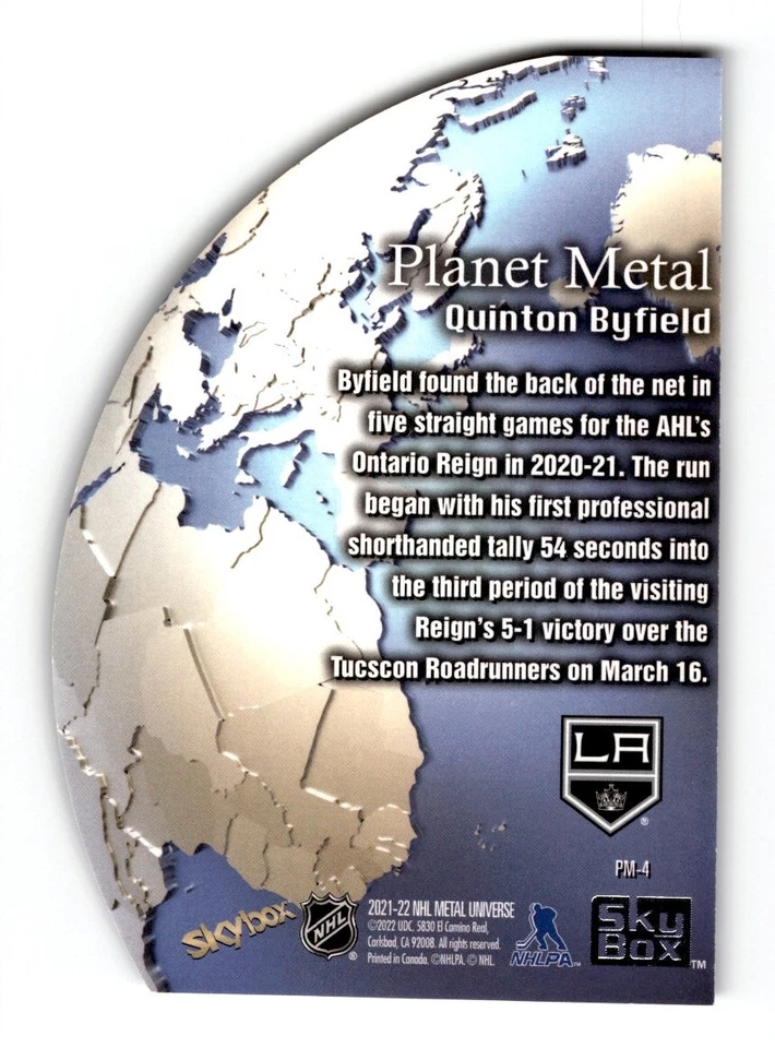 2021-22 Skybox Metal Universe Planet Quinton Byfield Rookie #PM-4 Los Angeles - Image 2 of 2
