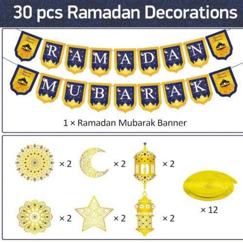 Ramadan Mubarak Banner Hanging Bunting Garlands Islamic Party Decorations Decor - Picture 6 of 10
