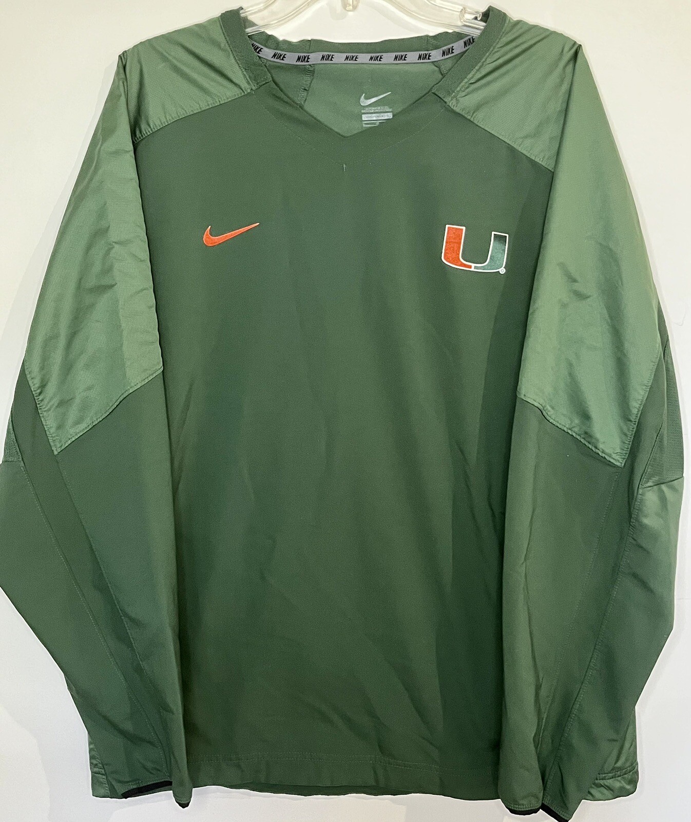 SACAI X NIKE Nike Miami Hurricanes Pullover Verde Vento Dri fit Giacca Uomo TG L Tempo Libero