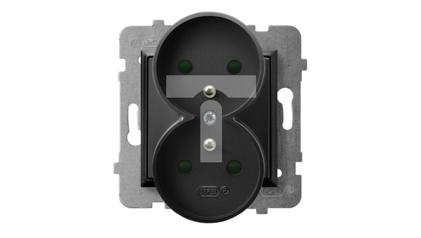 ARIA Double socket with / with shutters, black metallic GP-2URZP / m / 33 /T2UK