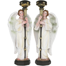 11.5 Inch,  Angel Custodios Con Porta Velas 1...