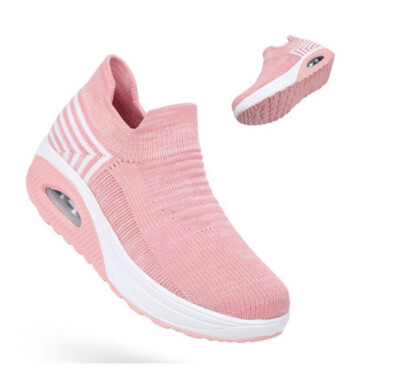 Women walking shoe sock sneaker mesh slip on air cushion size 9.5 pink 