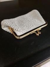 Whiting and Davis white metal mesh coin purse excellent condition made in USA