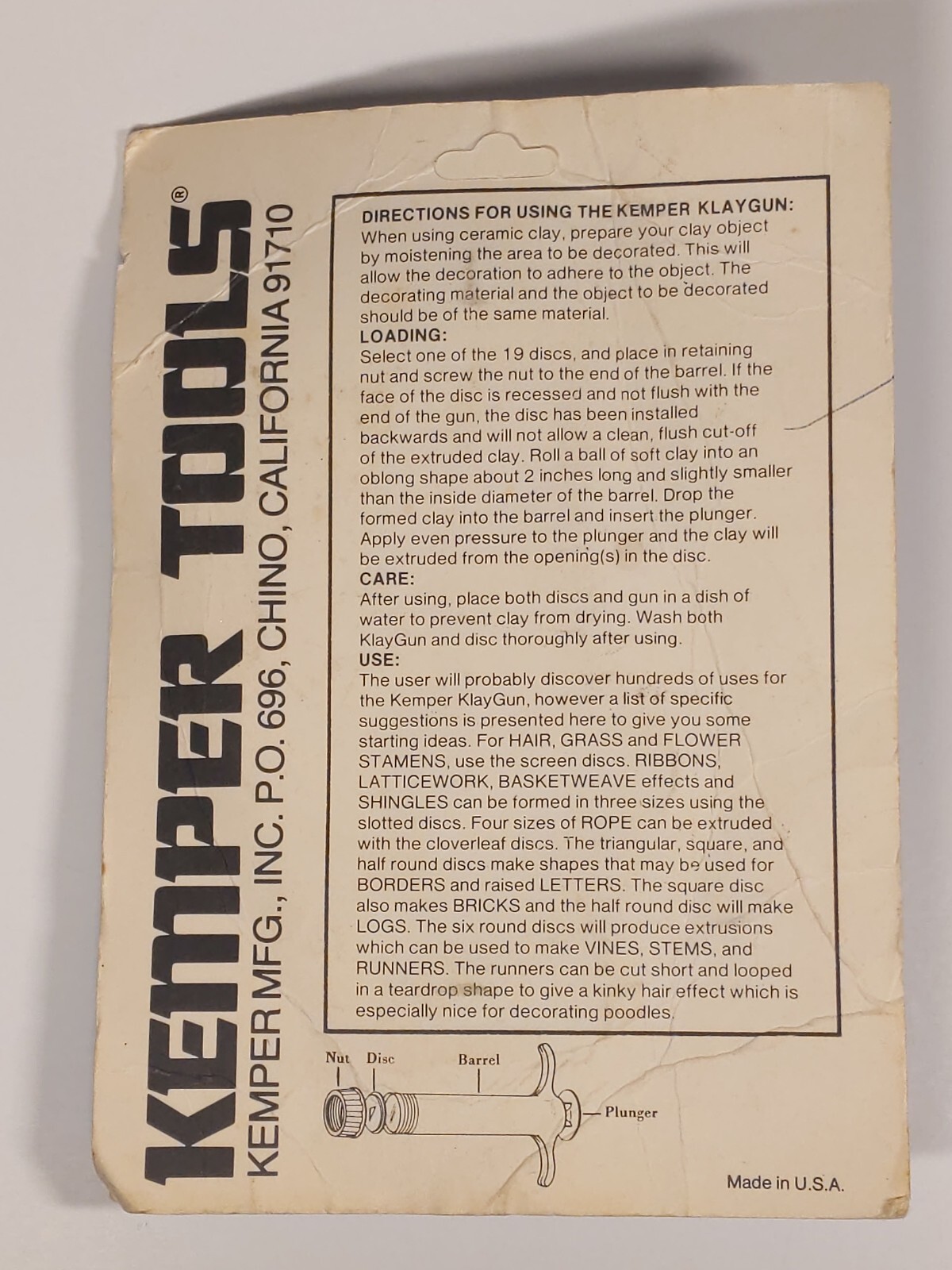 Kemper Tools Klay Gun 19 Interchangeable Discs Shapes Clay Dough