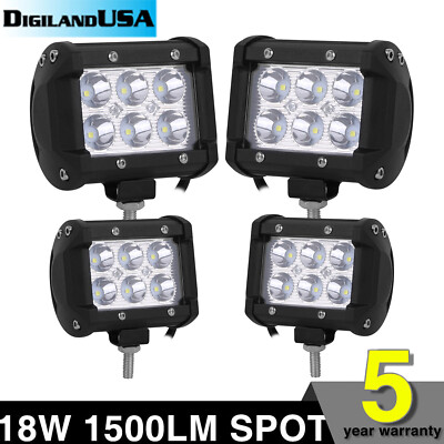 4x 4'' inch 18W Spots Led Work Light Fog Reverse Cube Pods Offroad SUV ATV UTE US