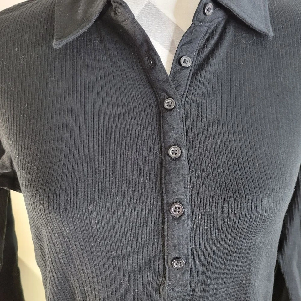 NUEVO CON ETIQUETAS Mujer Liz Claiborne Lizwear Negro Algodón Suéter Tejido Polo Talla Mediana Foto 3 de 4