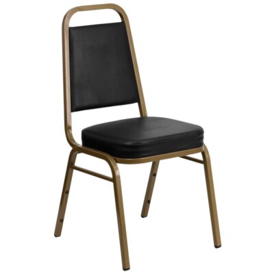 10 PACK Trapezoidal Back Stacking Banquet Chair with Black Vinyl
