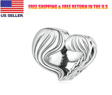 Authentic 925 Sterling Silver Mother and Daughter Heart Shape Bead Charm