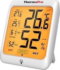 ThermoPro TP53 Hygrometer Digital Indoor Room Lab Greenhouse Thermometer Monitor
