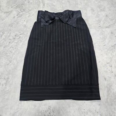 Woman s Bebe Black Pinstripe Bow Pencil Skirt By Bebe Size 0 - Striped Y2k