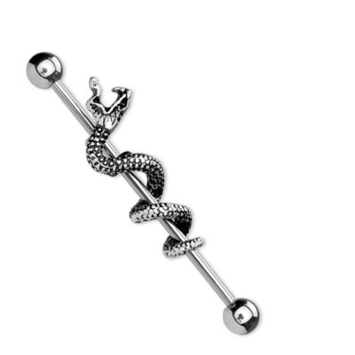 Schlangenstab Piercing Gerüst 14g (1,6mm) Stahl Industrial Barbell Reptil Barbel