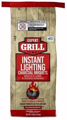 Expert Grill Instant Charcoal Briquets, 12 lbs, Hot Burning, Ridge Design NEW