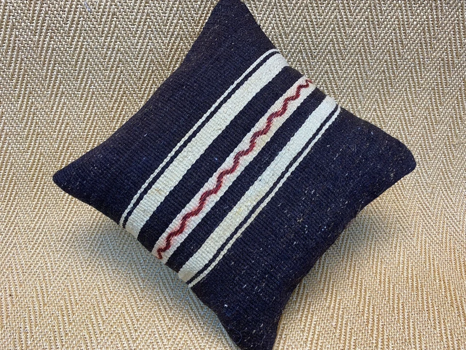 kilim pillow cover navy color pillow case vintage pillow sofa throw pillow - Image 2 of 3