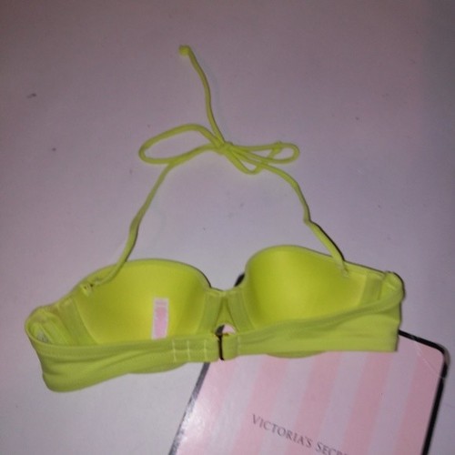 Victoria Secret Swim Bikini Top 32A Solid Bandeau Light Push Up Strapless - Picture 3 of 5