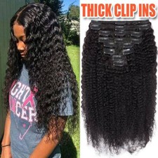 Thick 120g Afro Kinky Curly Clip in 100 Human Hair Extensions Black Hair Curls
