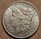 1880 O Morgan Silver Dollar Liberty Head $1 Coin 1 dollar AU About Uncirculated