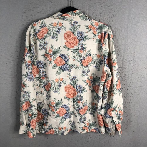 Talbots Top Womens 8 Floral 100% Linen Cottage Core Grandma Feminine Roses - Picture 4 of 16