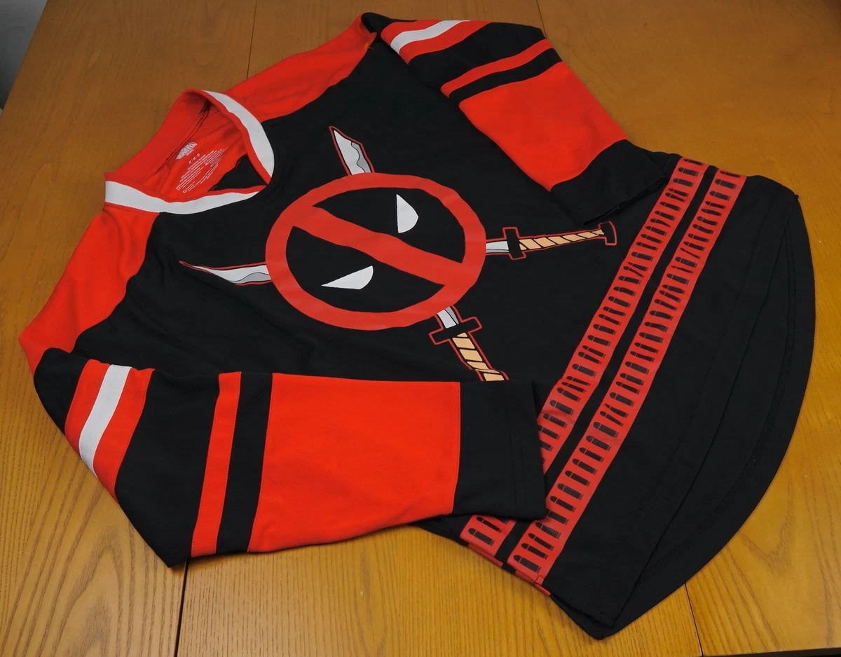 DEADPOOL HOCKEY JERSEY 91 MEDIUM MARVEL SWORDS BULLETS