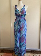 Ball Prom Long Dress Colorful Heart Rhinestone Sexy Back Non Stretch S Petite