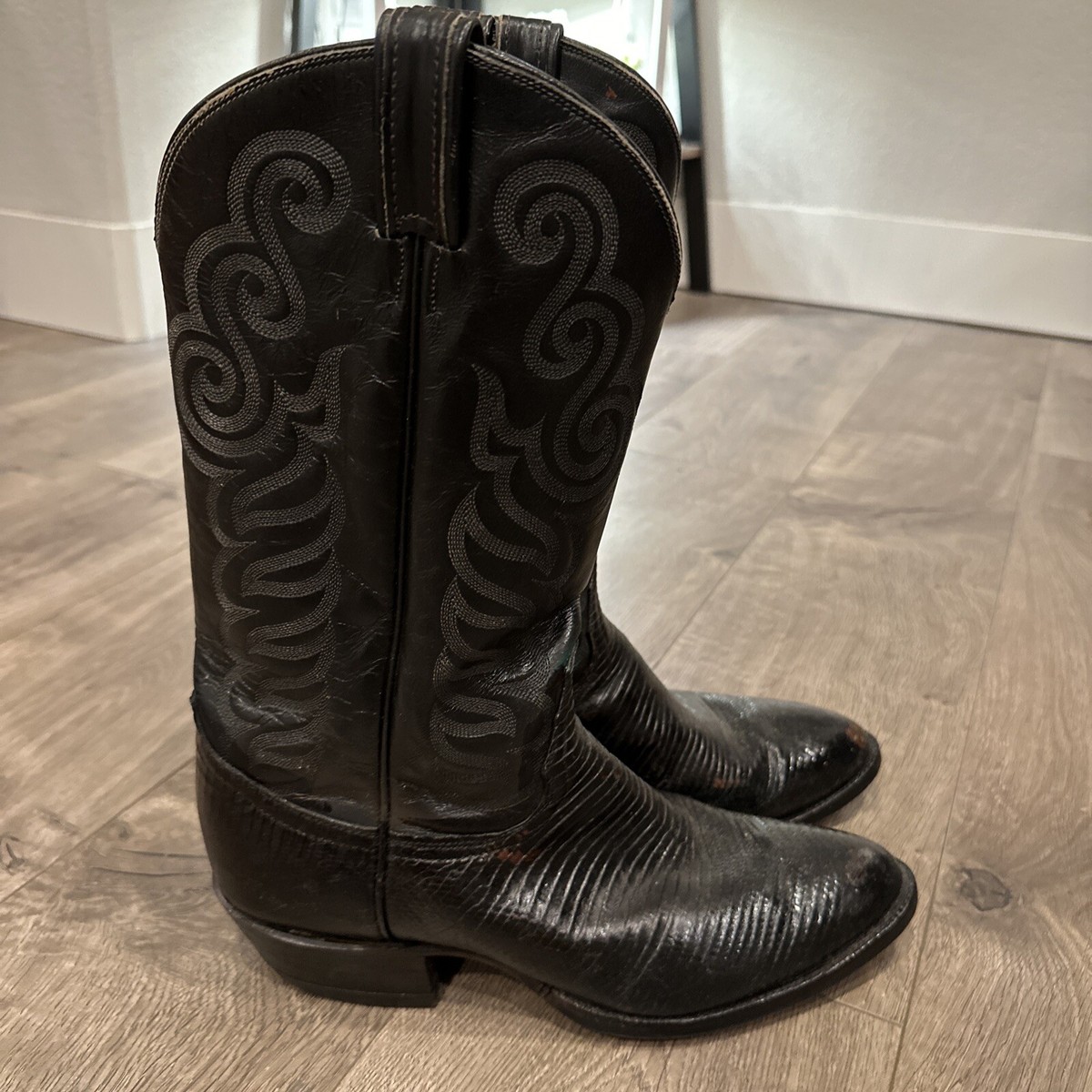 Tony Lama 8539 Black Teju Lizard Leather Skin Cowboy Boots Sz 9.5 EE Western USA Tony Lama CZ810 Men main image 3