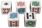 Set (10) White Poker Dice + Pouches + PU Leather Blue Felt Lined Cups Bundle — photo 3