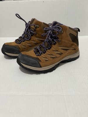 Columbia Women's Crestwood Mid Waterproof Boot Hiking Dark Truffle Purple SZ 8!