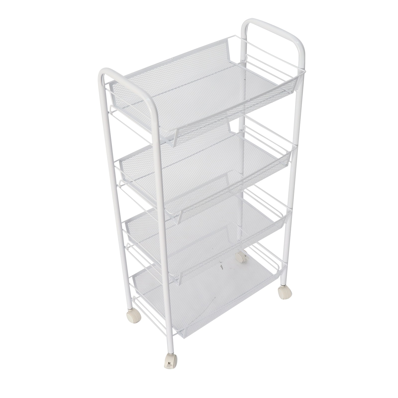 Rolling Storage Cart Layered Storage Shelves Kitchen Movable Snack Vege Baskets