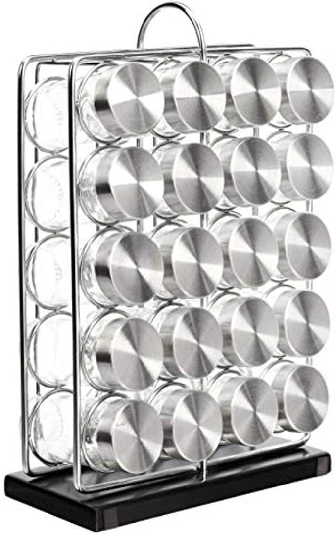 20 Jars Spice Rack Organizer, Space-Saving Kitchen Organizer with Glass Spice Ja