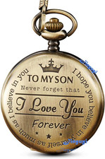 Engraved Pocket Watch to Son I Love You Gifts from a Mom Dad Birthday Christmas