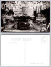 Echo Lake Lodge Colorado RPPC - Gran chimenea de piedra interior rústico vintage