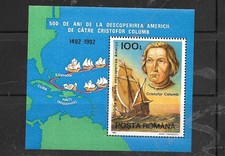 ROMANIA SC#3774 1992 COLUMBUS MNH XF OLD SOUVENIR SHEET TOPICAL STAMP