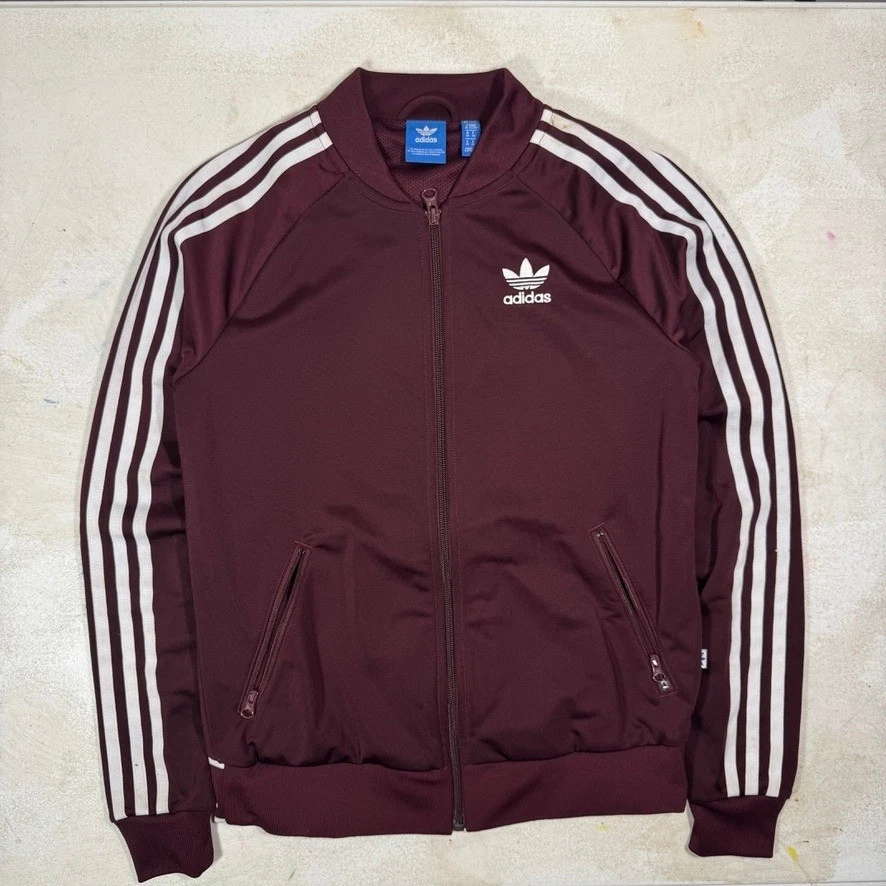 アディダス トラックジャケット SUPERGIRL ロゴ刺繡 裏起毛 085 M Adidas Originals Supergirl Track Jacket Trefoil Logo Burgundy