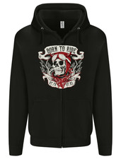 Born to Ride Motorcycle Motorbike Biker Mens Zip Up Hoodie
