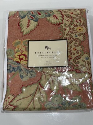 Pottery Barn Florentine Floral Twin Cotton Duvet Cover NEW HTF