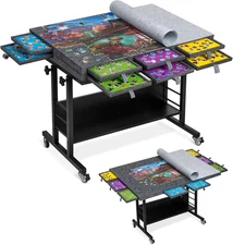2000 Piece Foldable Felt Jigsaw Puzzle Board with Height Adjustment, Puzzle Tabl