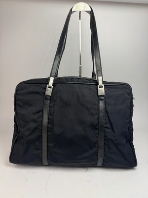 Vintage Gucci Polyester Leather Duffel Bag / Weekender Black