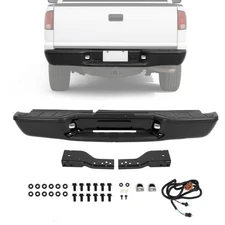 Black Rear Step Bumper Assembly For Chevy S10/ GMC Sonoma Fleetside 1998-2004