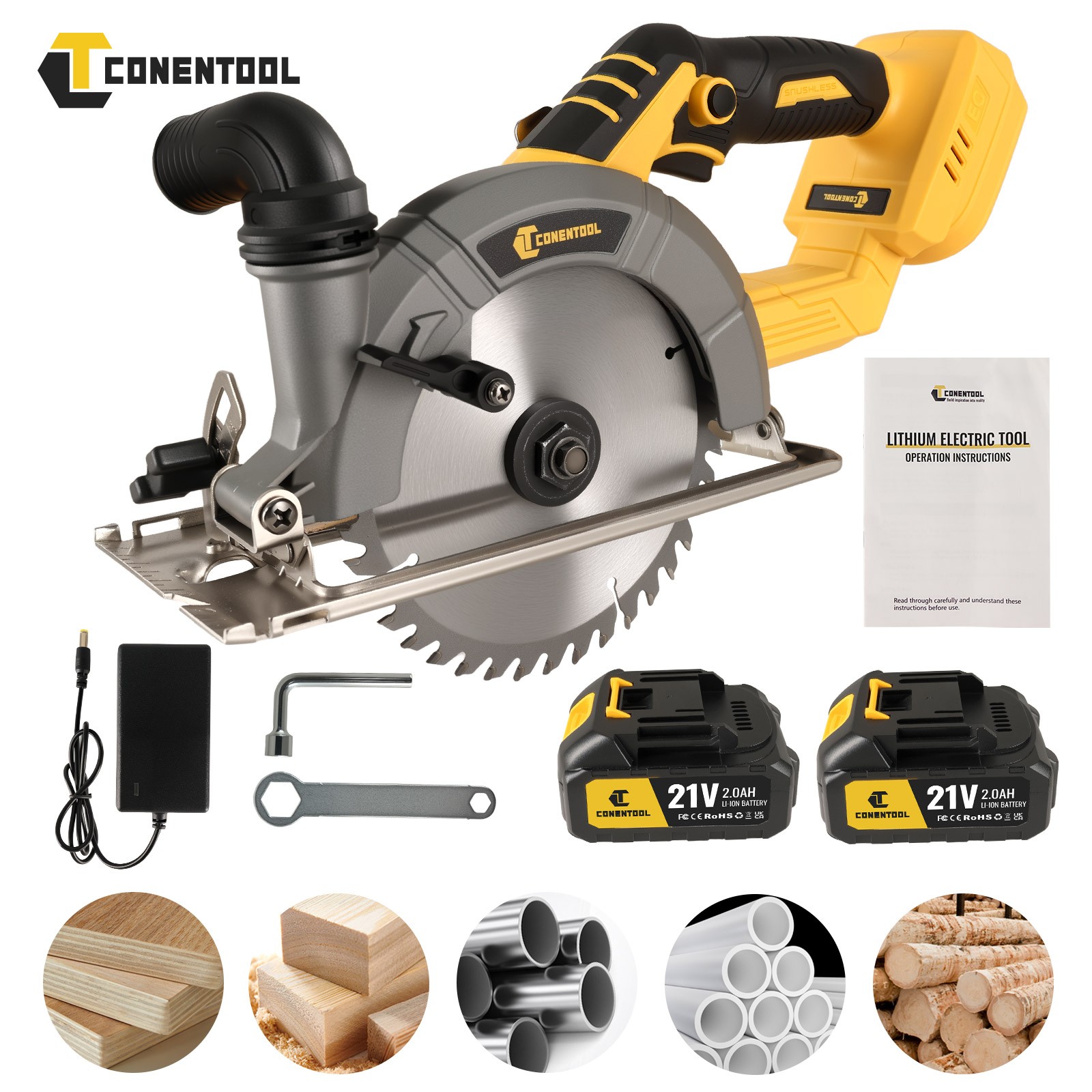 165mm Cordless Circular Saw Brushles Electric Wood Cutter +2 Battery For Makita