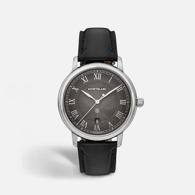 Montblanc Star Legacy Automatic Date 42mm Gray Dial Leather Band Watch MB134359